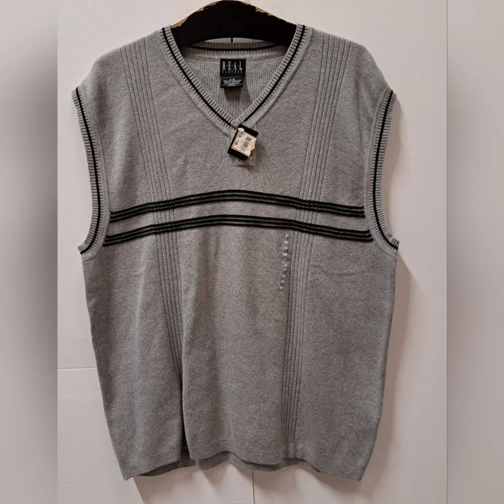 NWT Vintage Real Clothes Men's Sweater Vest Hudson Bay Ribbed 90s Y2K sz Large